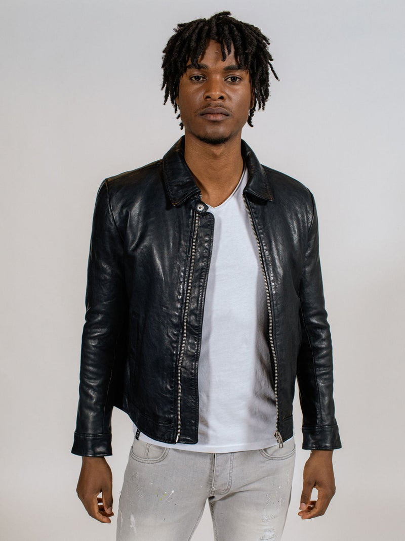 Blouson En Cuir  Noris Green Redskins Noir - Kiabi