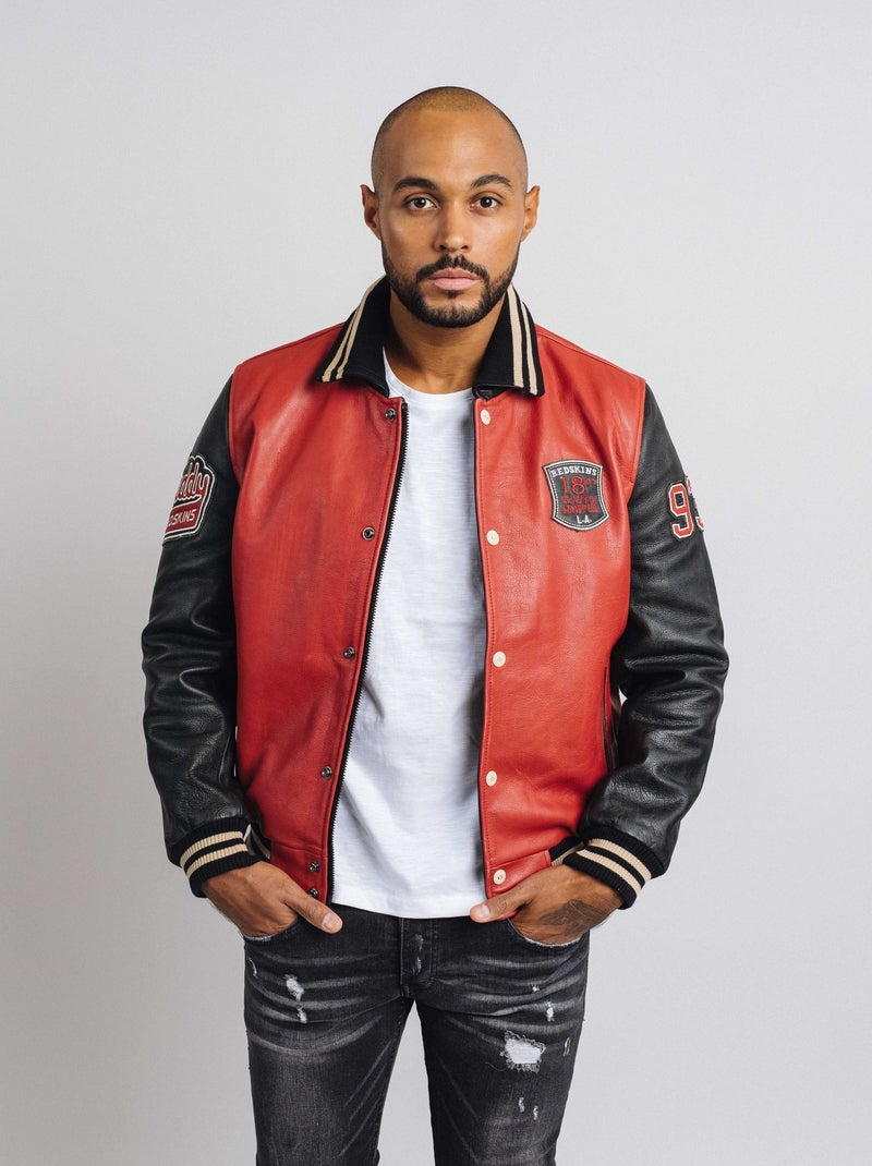 Blouson En Cuir  Skatboard Cohiba Redskins Rouge - Kiabi
