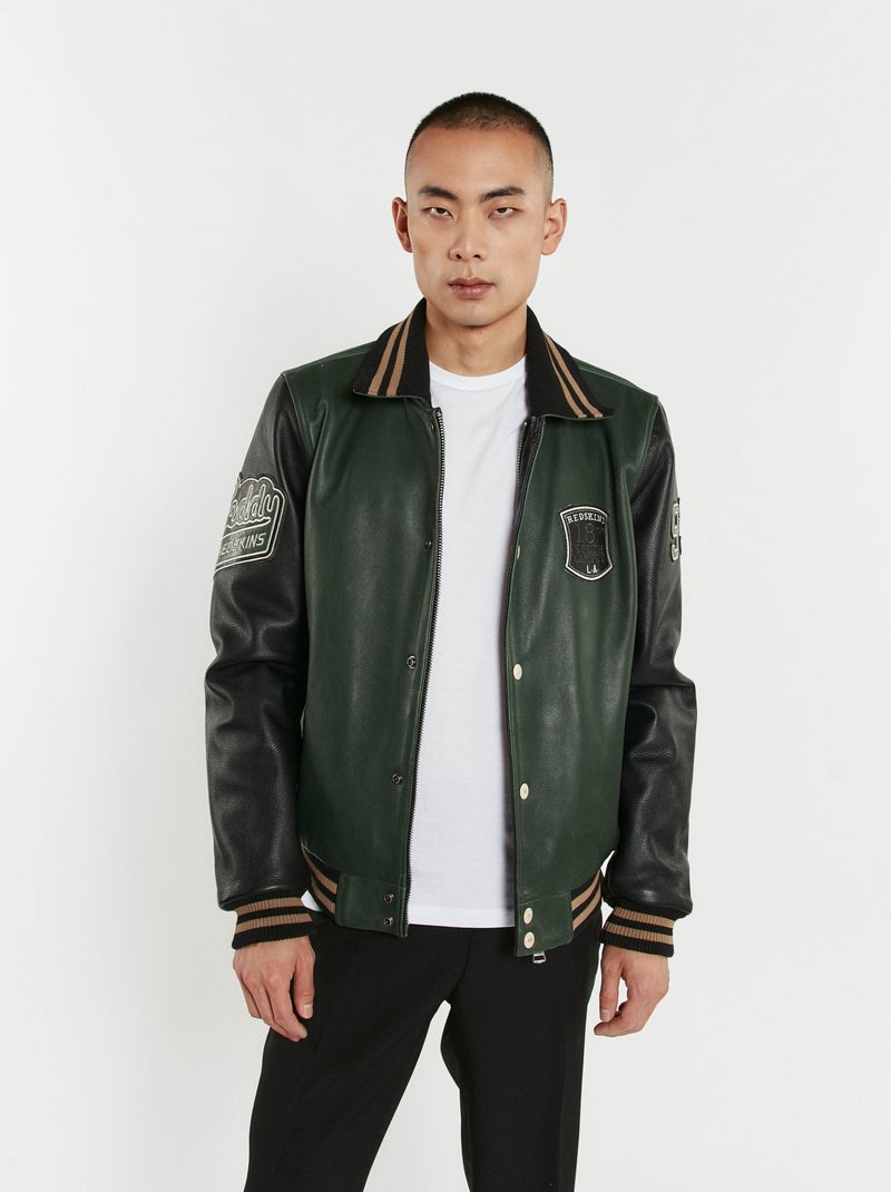 Blouson En Cuir  Skatboard Cohiba Redskins Vert - Kiabi