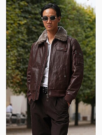 Blouson en cuir texaco fender pain brulé redskins
