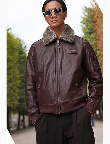 Blouson en cuir texaco fender pain brulé redskins
