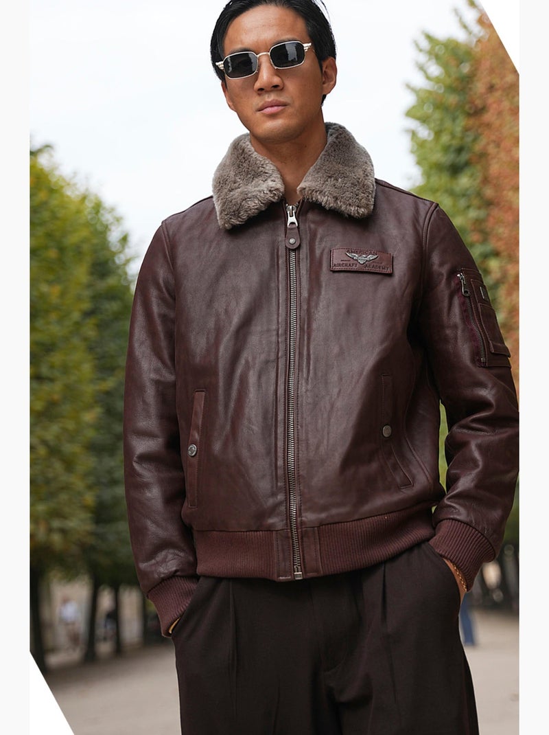Blouson en cuir texaco fender pain brulé redskins Marron - Kiabi