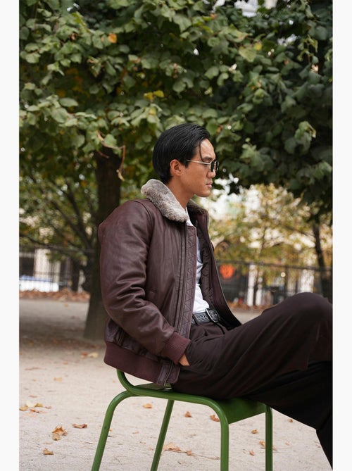 Blouson en cuir texaco fender pain brulé redskins - Kiabi Blouson en cuir texaco fender pain brulé redskins - Kiabi