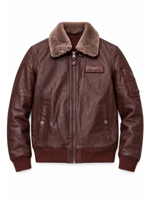Blouson en cuir texaco fender pain brulé redskins - Kiabi Blouson en cuir texaco fender pain brulé redskins - Kiabi