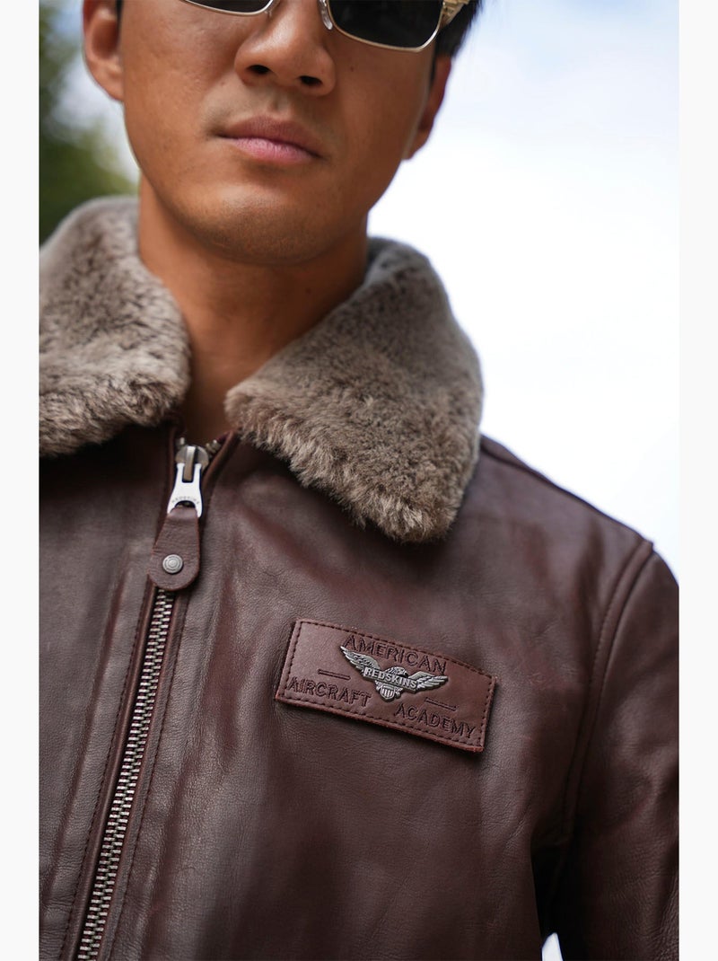 Blouson en cuir texaco fender pain brulé redskins Marron - Kiabi