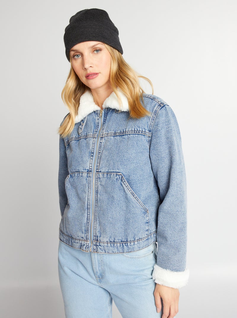 Veste Sherpa Veste En Jean Femme FourrÃ©e Cowboy Blouson Jean