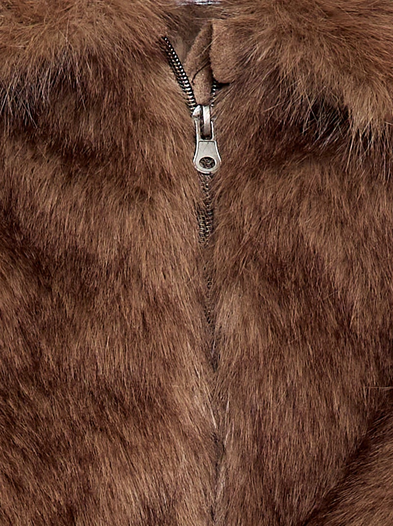 Blouson en fausse fourrure Marron - Kiabi