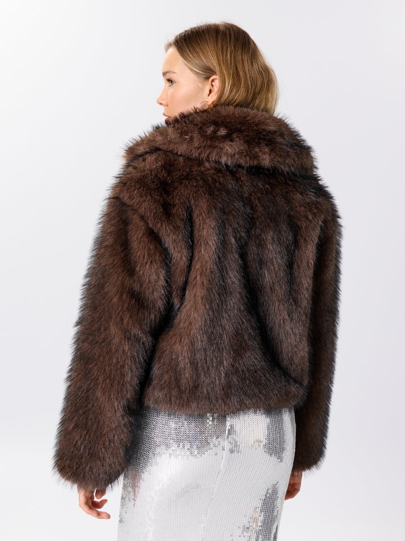 Blouson en fausse fourrure Marron - Kiabi