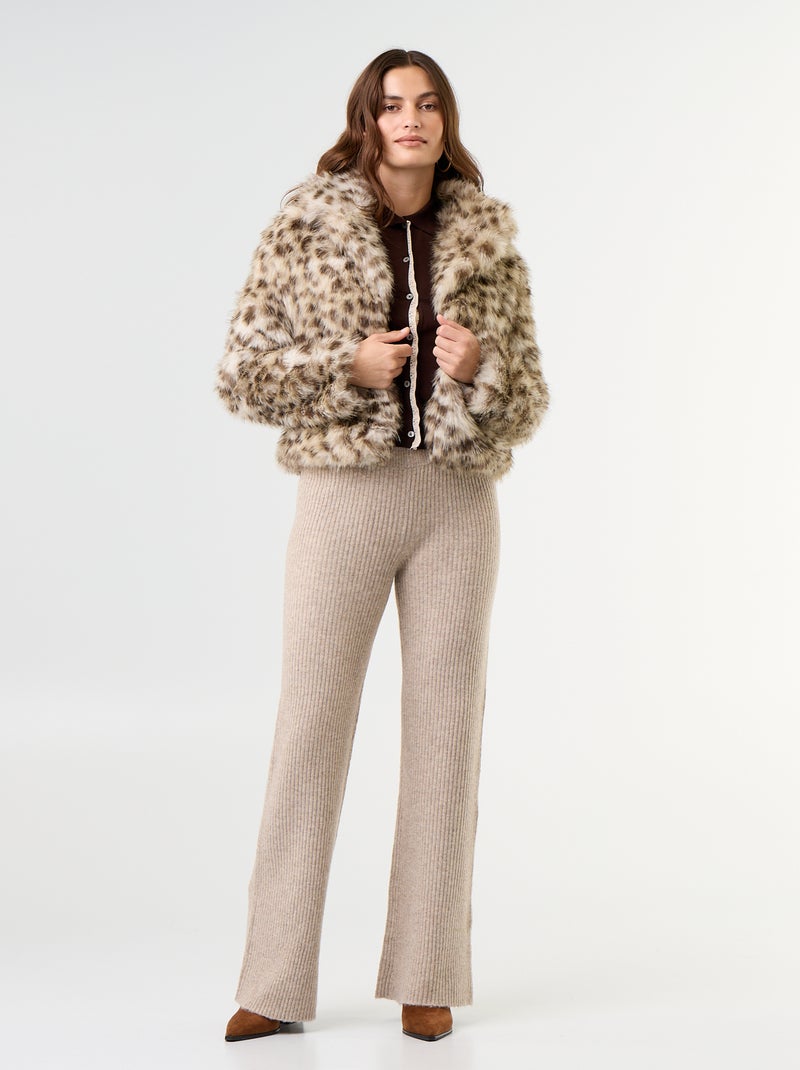 Blouson en fausse fourrure Marron - Kiabi