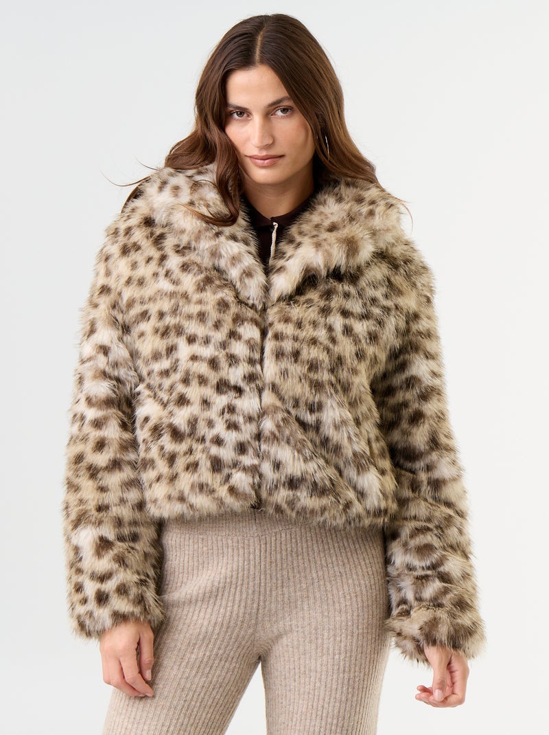 Blouson en fausse fourrure Marron - Kiabi