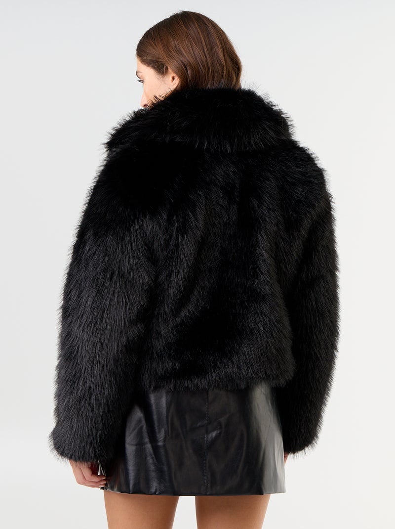 Blouson en fausse fourrure Noir - Kiabi