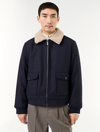 Blouson en faux lainage col effet moutonné