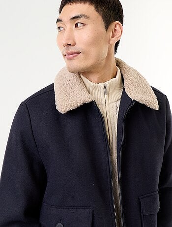 Blouson en faux lainage col effet moutonné