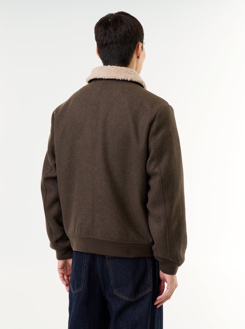 Blouson en faux lainage col effet moutonné - Kiabi