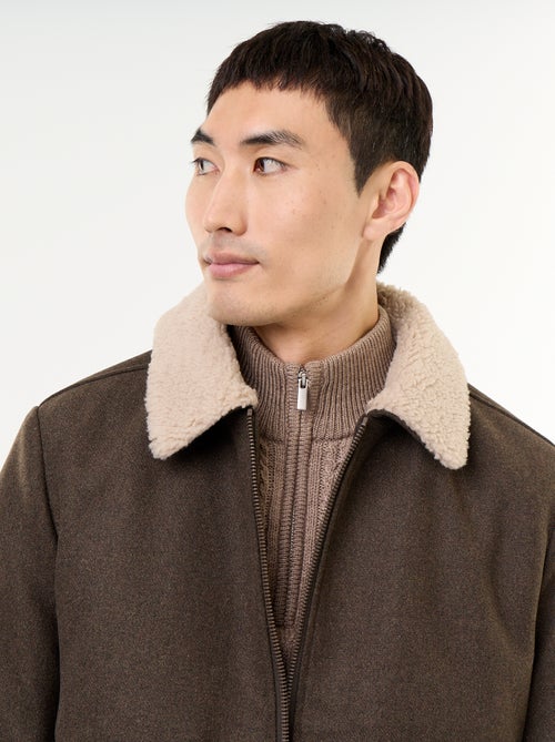Blouson en faux lainage col effet moutonné - Kiabi
