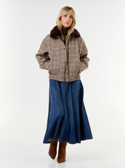 Blouson en faux lainage oversize avec col en fourrure amovible - Kiabi Blouson en faux lainage oversize avec col en fourrure amovible - Kiabi