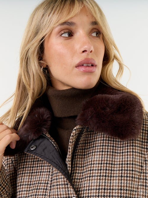 Blouson en faux lainage oversize avec col en fourrure amovible - Kiabi Blouson en faux lainage oversize avec col en fourrure amovible - Kiabi