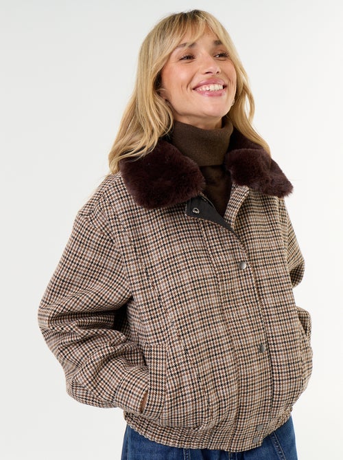 Blouson en faux lainage oversize avec col en fourrure amovible - Kiabi Blouson en faux lainage oversize avec col en fourrure amovible - Kiabi