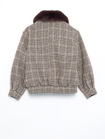 Blouson en faux lainage oversize avec col en fourrure amovible