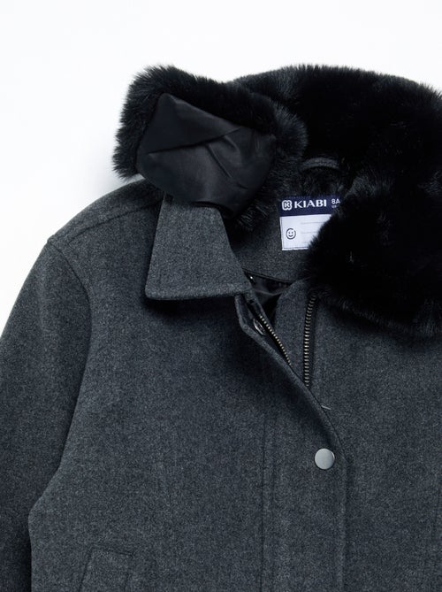 Blouson en faux lainage oversize avec col en fourrure amovible - Kiabi Blouson en faux lainage oversize avec col en fourrure amovible - Kiabi
