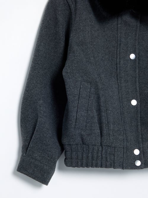 Blouson en faux lainage oversize avec col en fourrure amovible - Kiabi Blouson en faux lainage oversize avec col en fourrure amovible - Kiabi