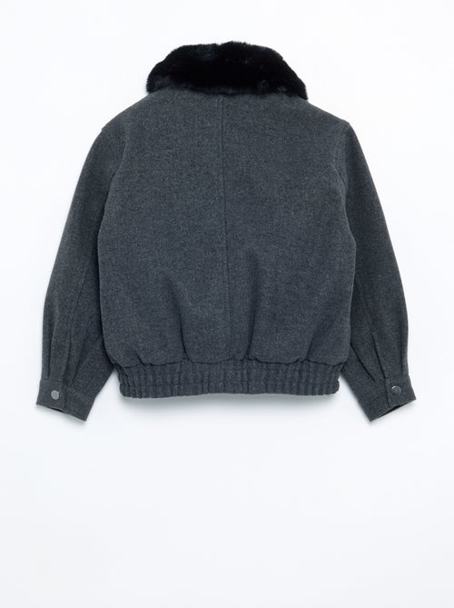 Blouson en faux lainage oversize avec col en fourrure amovible - Kiabi Blouson en faux lainage oversize avec col en fourrure amovible - Kiabi