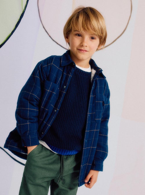Blouson en flanelle avec doublure en sherpa - Kiabi