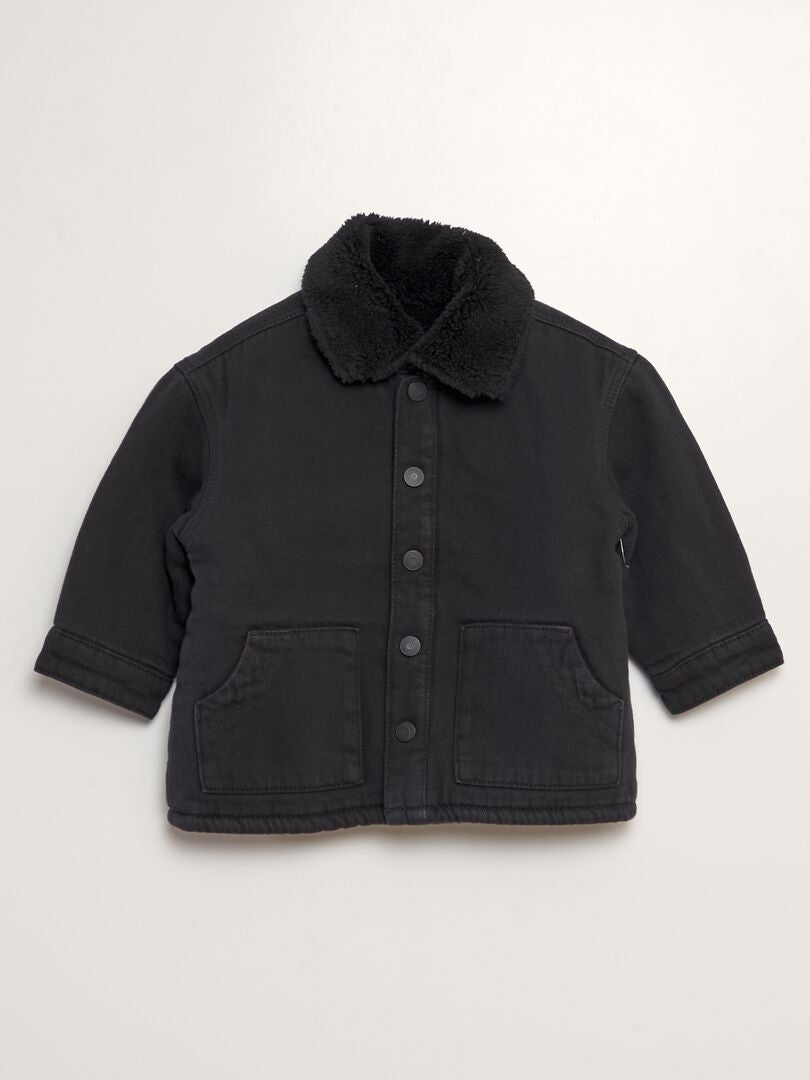 Blouson en jean doublé en sherpa Noir - Kiabi