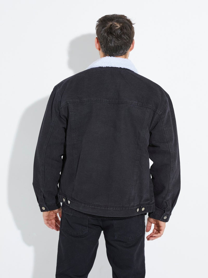 Blouson en jean intérieur fausse fourrure - AFIBEL Noir - Kiabi