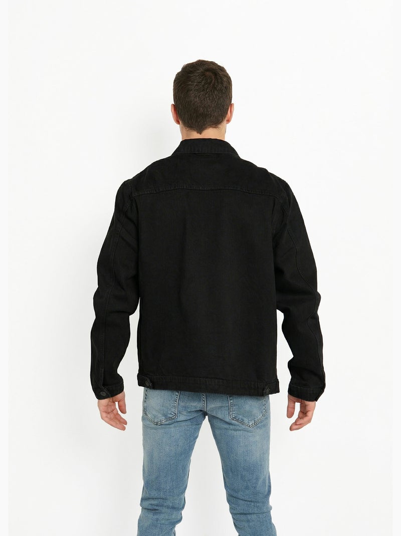 Blouson en jean zippé, c¿ur poitrine - afibel Noir - Kiabi