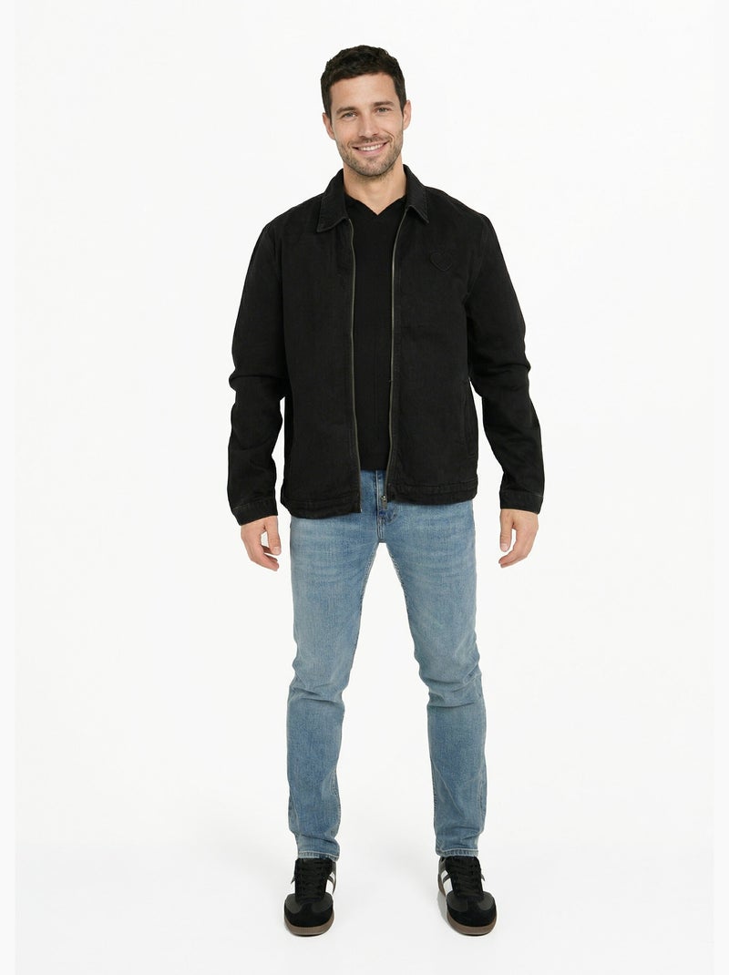 Blouson en jean zippé, c¿ur poitrine - afibel Noir - Kiabi