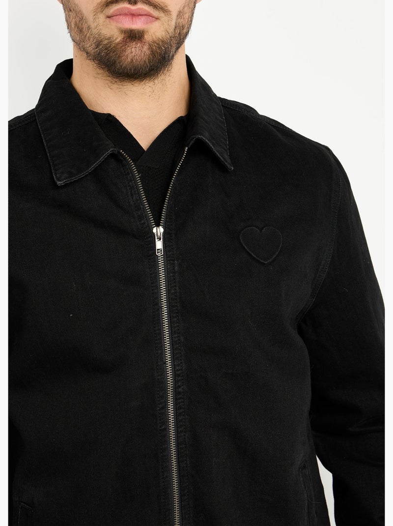 Blouson en jean zippé, c¿ur poitrine - afibel Noir - Kiabi