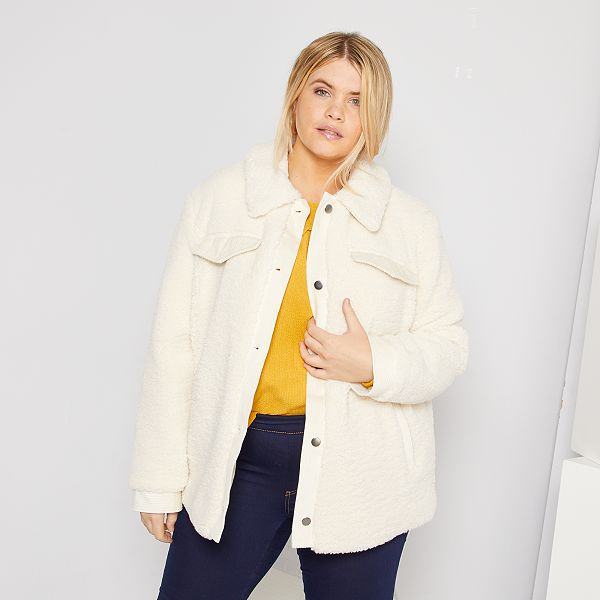 Blouson en sherpa Grande taille femme - blanc - Kiabi - 40,00€