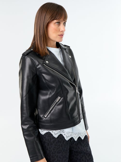 Blouson en simili à col cranté - Kiabi