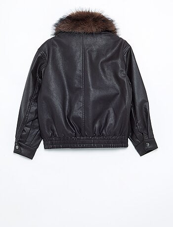 Blouson en simili avec col amovible en fourrure