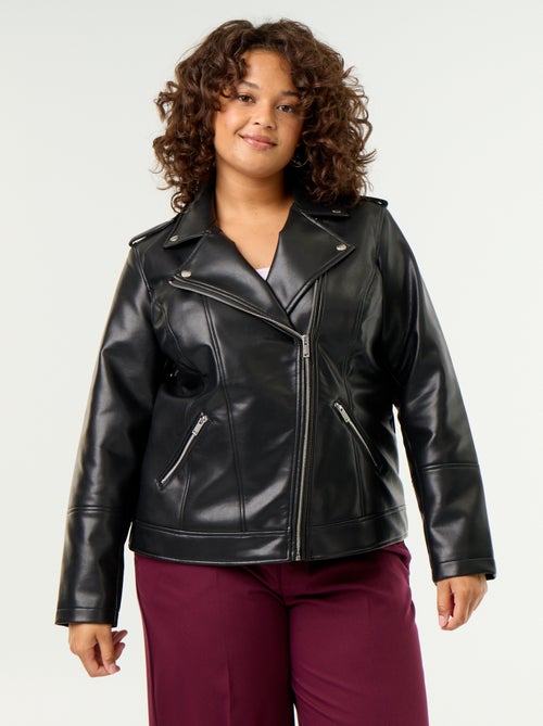 Blouson en simili avec col cranté - Kiabi Blouson en simili avec col cranté - Kiabi