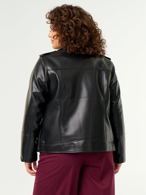 Blouson en simili avec col cranté - Kiabi Blouson en simili avec col cranté - Kiabi