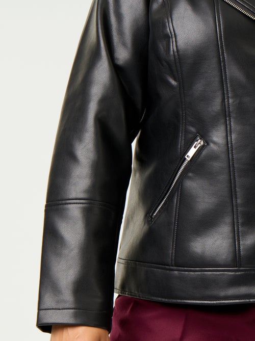 Blouson en simili avec col cranté - Kiabi Blouson en simili avec col cranté - Kiabi