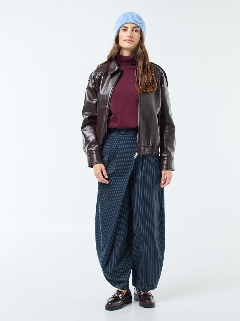Blouson en simili avec ouverture zippée Marron - Kiabi