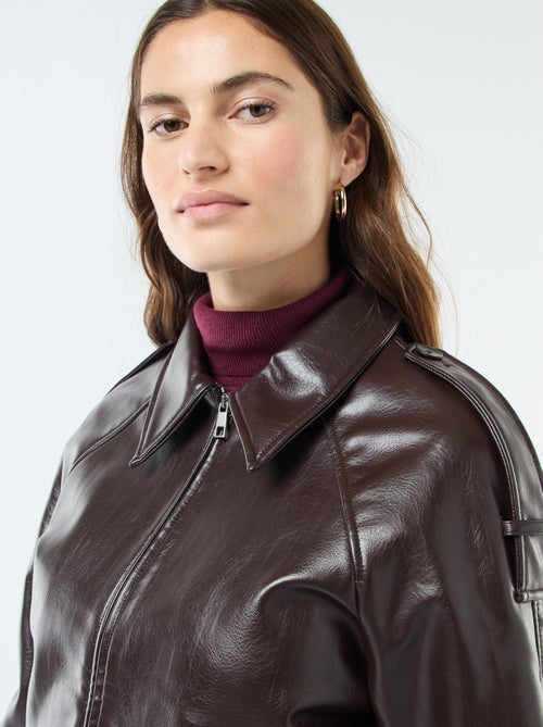 Blouson en simili avec ouverture zippée - Kiabi