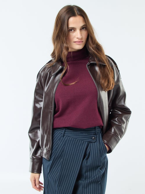 Blouson en simili avec ouverture zippée - Kiabi