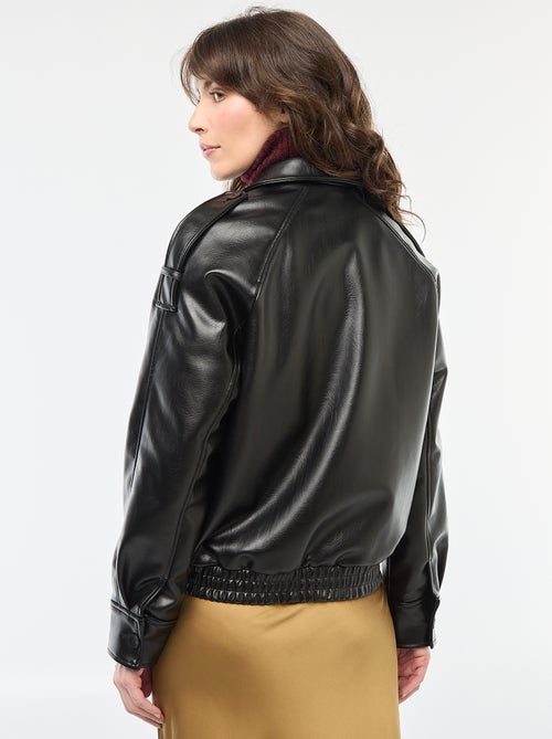 Blouson en simili avec ouverture zippée - Kiabi