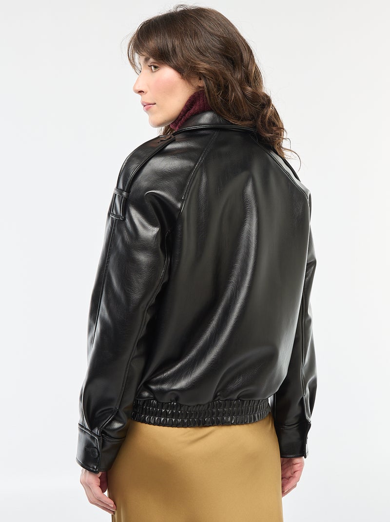 Blouson en simili avec ouverture zippée Noir - Kiabi