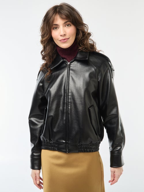 Blouson en simili avec ouverture zippée - Kiabi