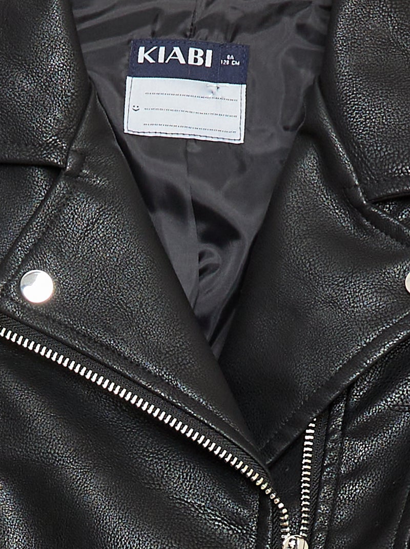 Blouson en simili texturé Noir - Kiabi