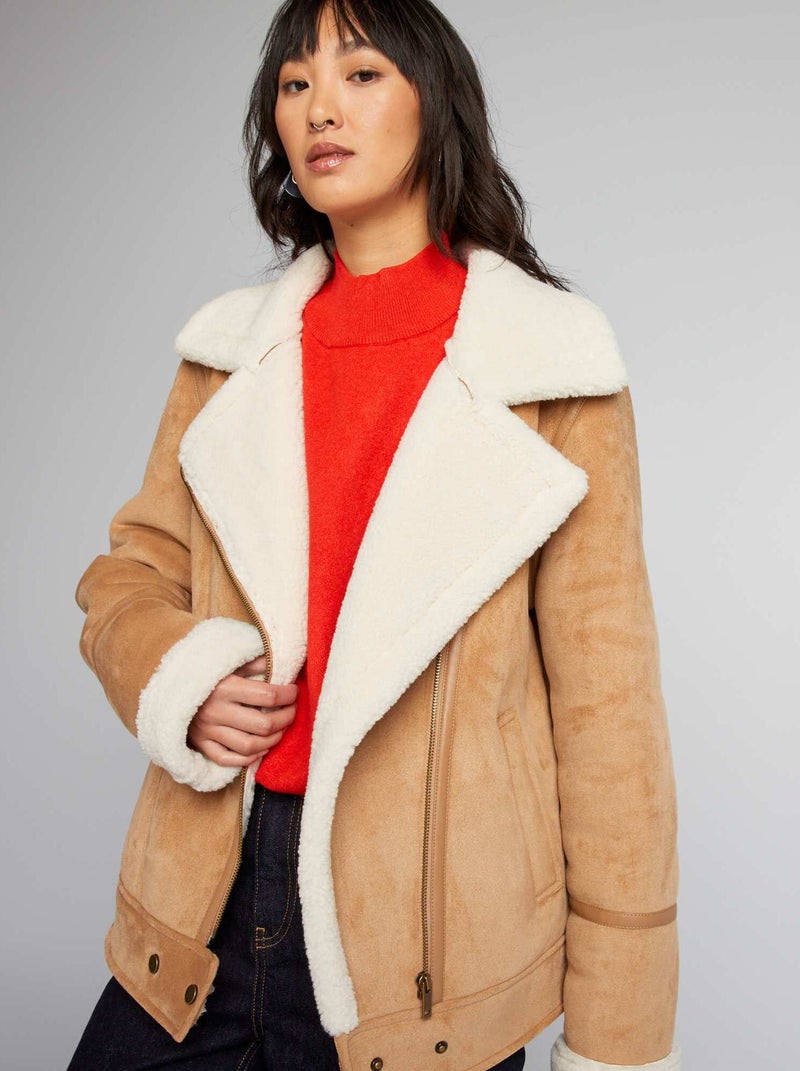 Blouson en suedine beige - Kiabi
