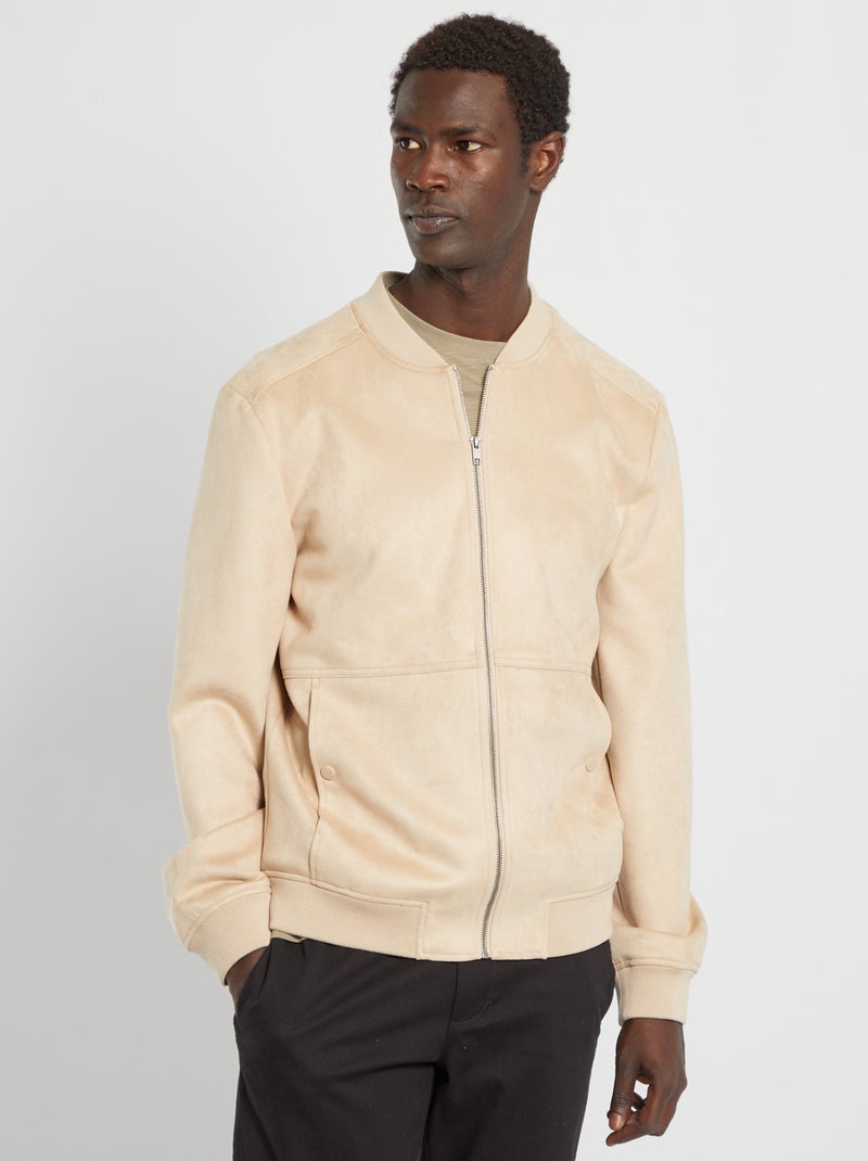 Blouson en suédine beige - Kiabi