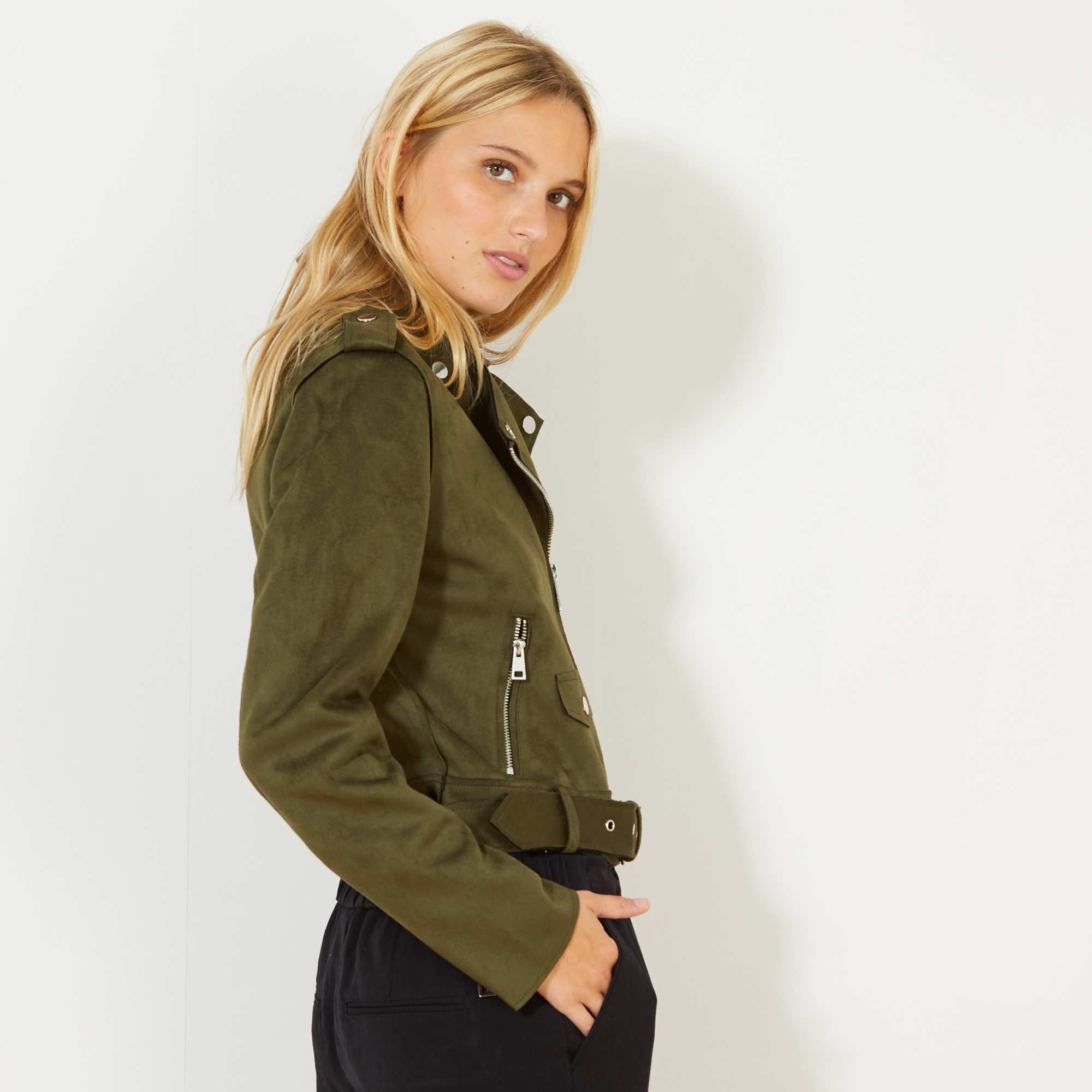 Suedine Noir Veste Biker SuÃ©dine Gemo Veste Suedine