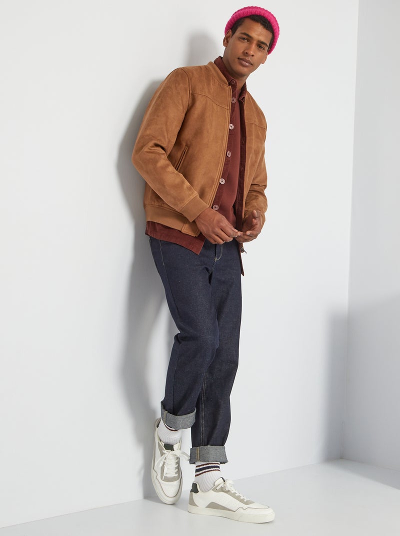 Blouson en suédine style bomber Marron - Kiabi