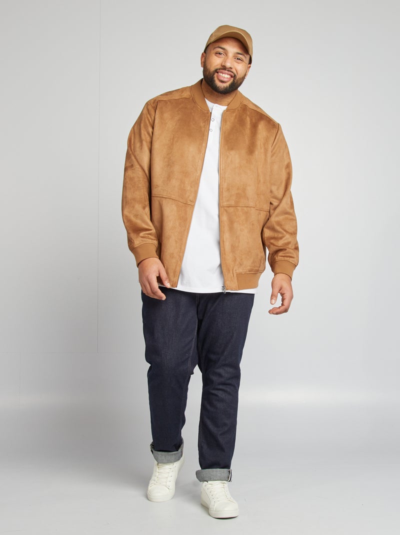 Blouson en suédine zippé BEIGE - Kiabi